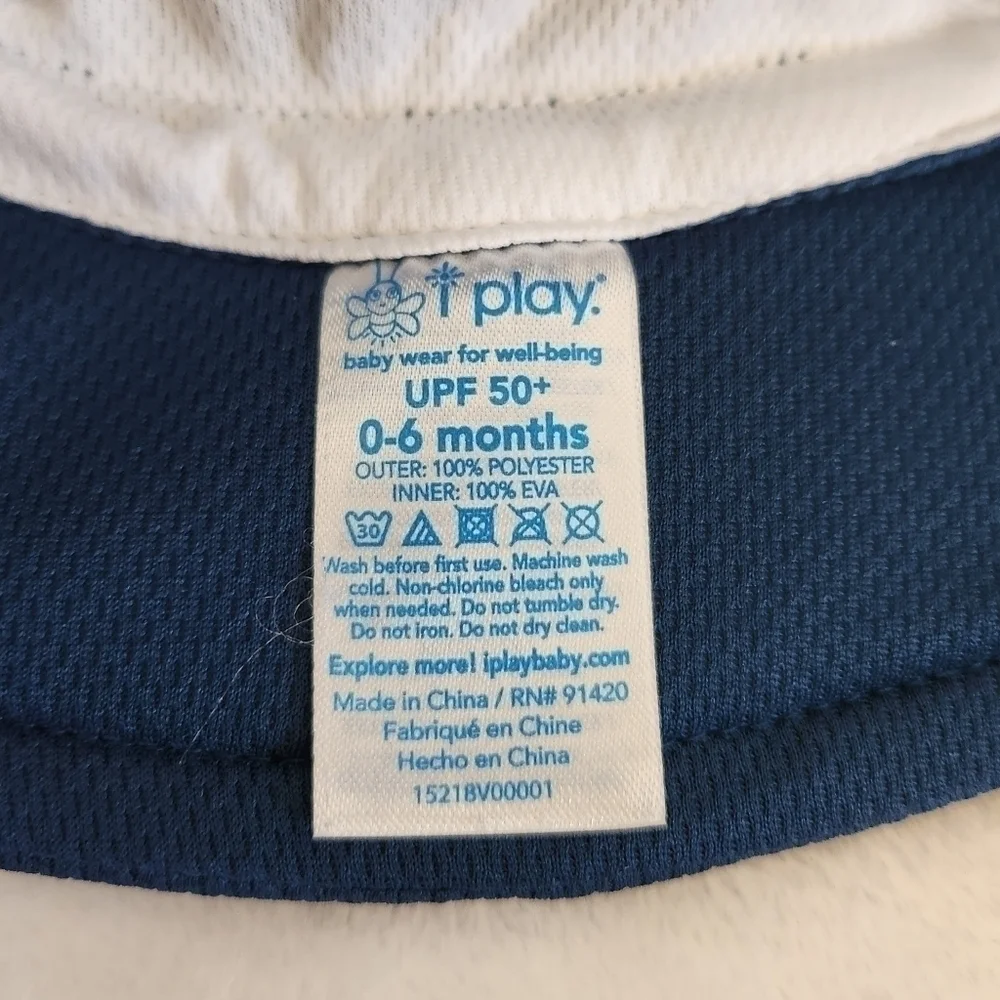 I Play Navy Blue Swim Sun Bucket Hat UPF 50+ Size 0-6 Months NWT